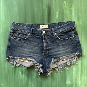 We The Free Indigo Frayed Jean Shorts
